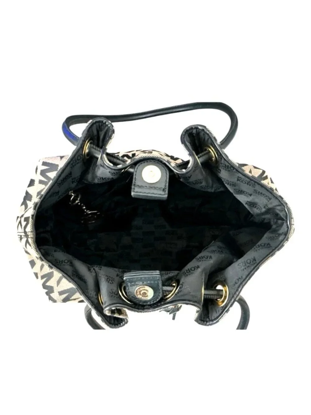 Michael Kors East/West Black Signature Canvas Ring Tote Handbag‎